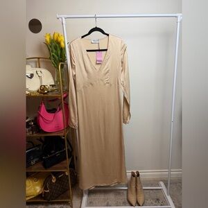 SMASH + TESS Champagne Satin Maxi Dress